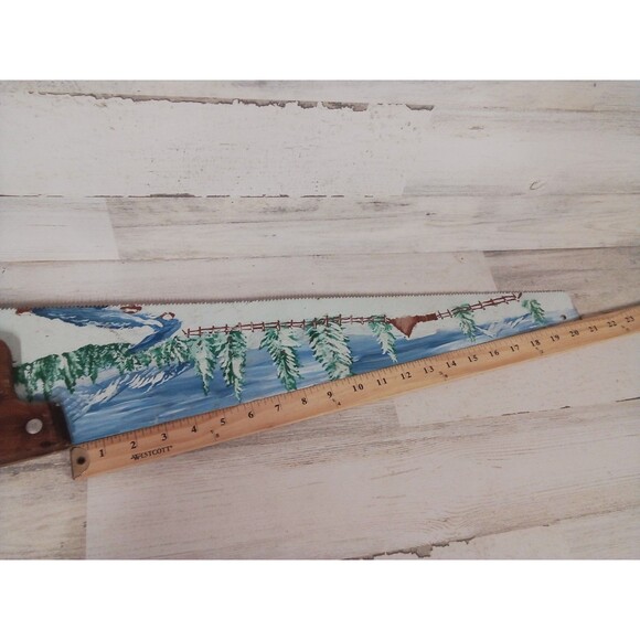 Hand Painted Winter Wonderland By Casey Handsaw Real Blade - Picture 13 of 15